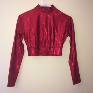 COPY - Dance team crop top metallic red